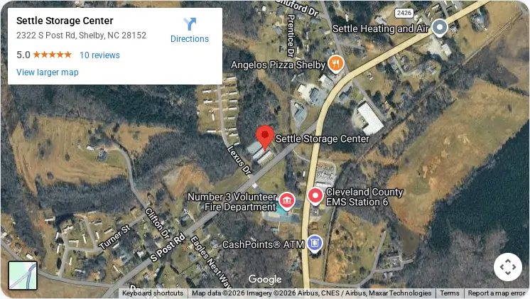 Map of Settle Storage Center in Shelby, NC